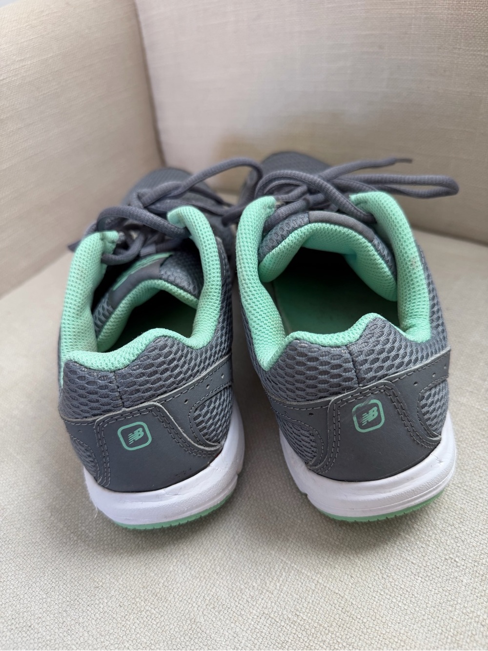 New Balance Kids' Gray and Mint Lace-Up Sneakers
